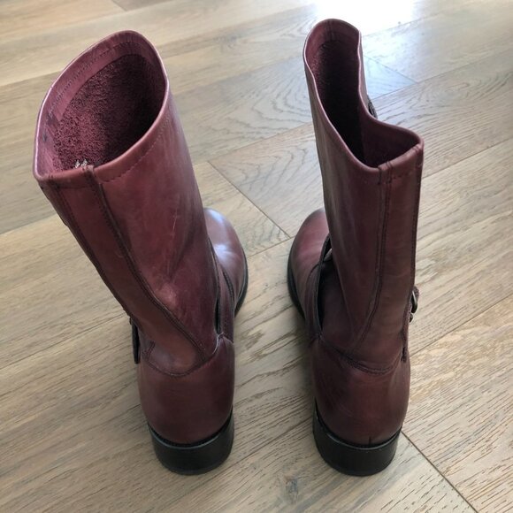Pierre Hardy Mid Calf Harness Leather Boots w Buckle Detail Burgundy Sz 9 - Picture 4 of 14